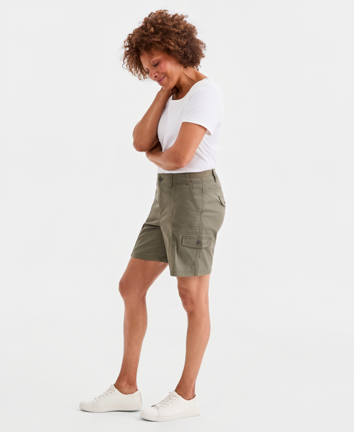 Style & Co Women's Petite Mid-Rise Comfort-Waist Cargo Shorts, Macy's Exclusive
