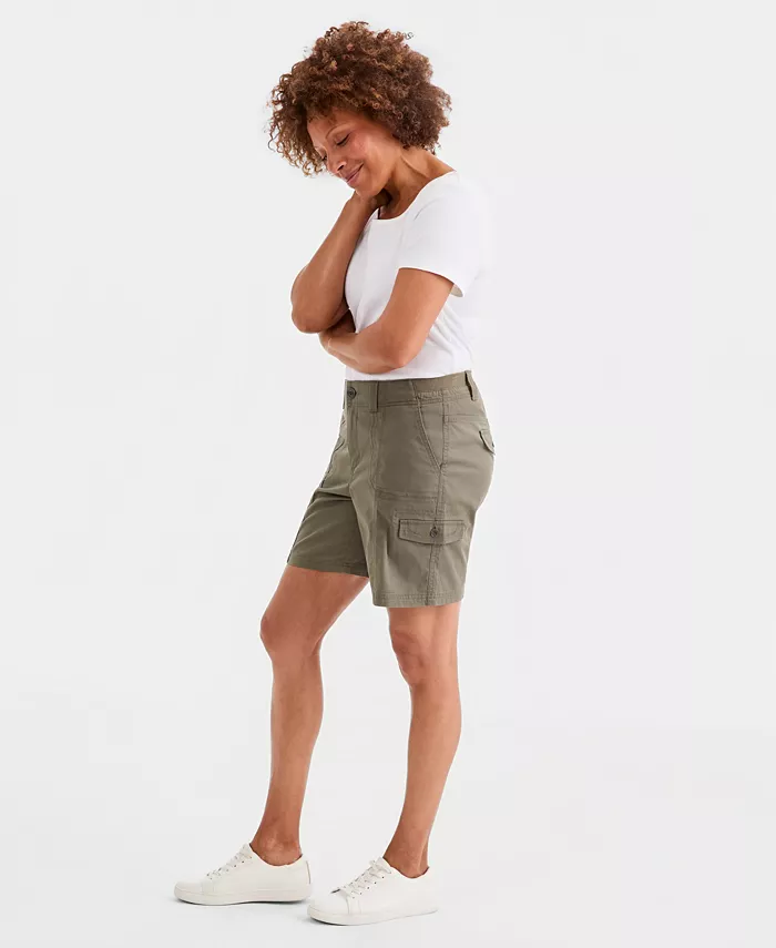Women's Mid-Rise Comfort-Waist Cargo Shorts - thumbnail 6