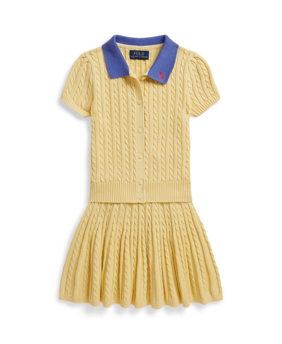 Polo Ralph Lauren Girls' 2T-6X Mini-Cable Cardigan and Skirt, 2-Piece Set