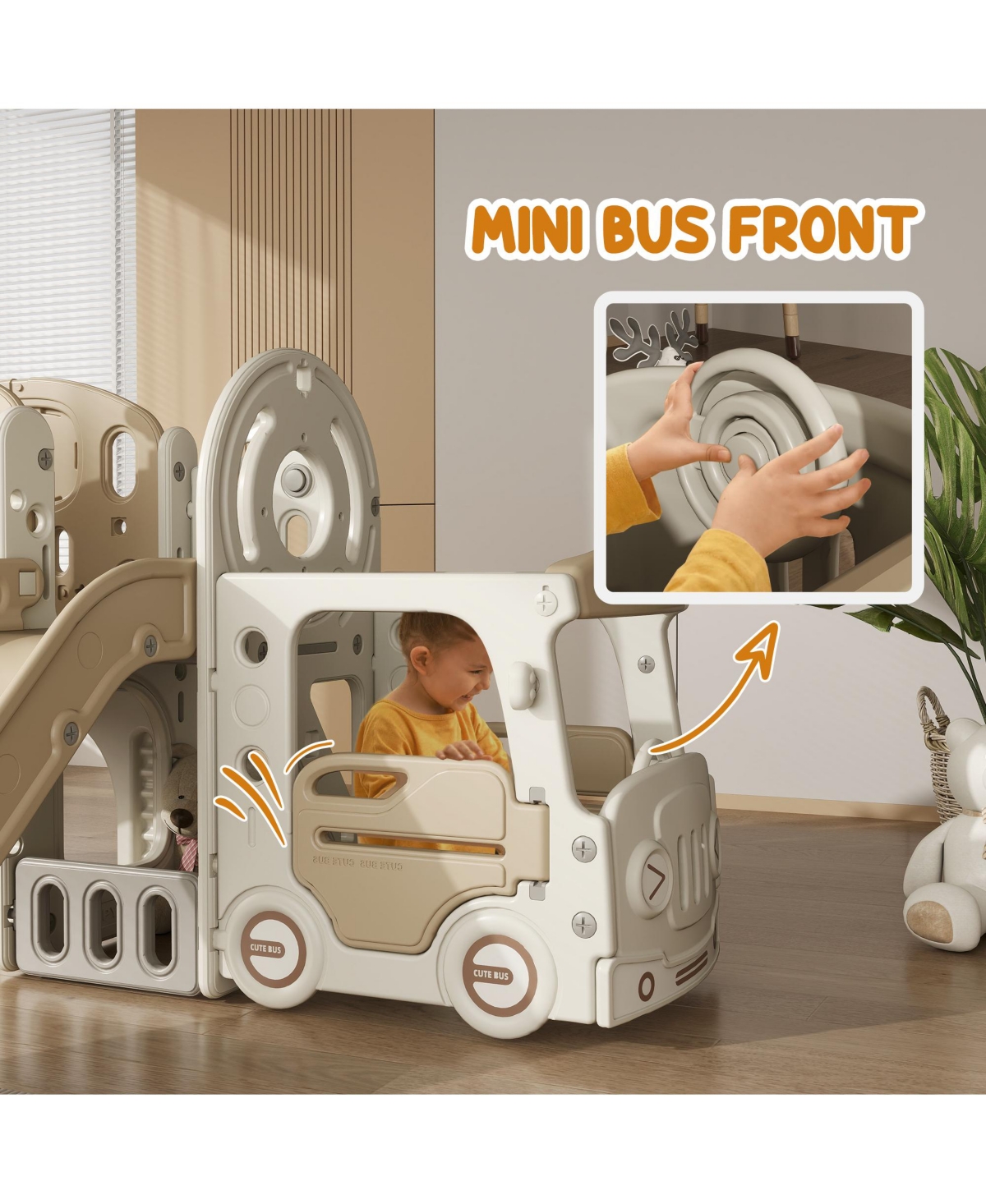 Qaba Toddler 9 in 1 Slide Ages 1-6 with Car Design,