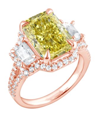 Badgley Mischka Lab Grown Yellow and White Diamond Solitaire Ring (7-1/4 ct. t.w.) in 14k White Gold - Rose Gold