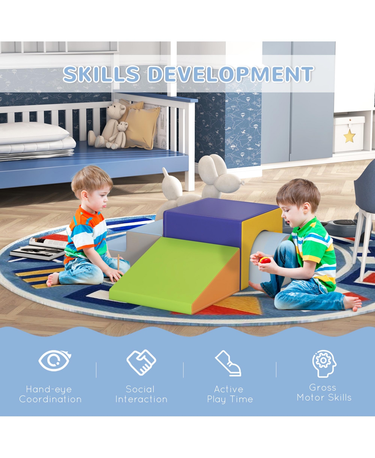 Soozier 4 Piece Climb and Crawl Activity Play Set Soft Secure Foam Playset