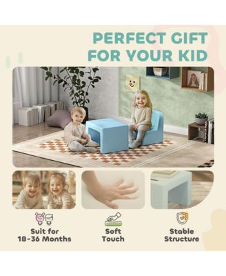 2-in-1 Kids Sofa, Convertible Table and Chair Set, Light