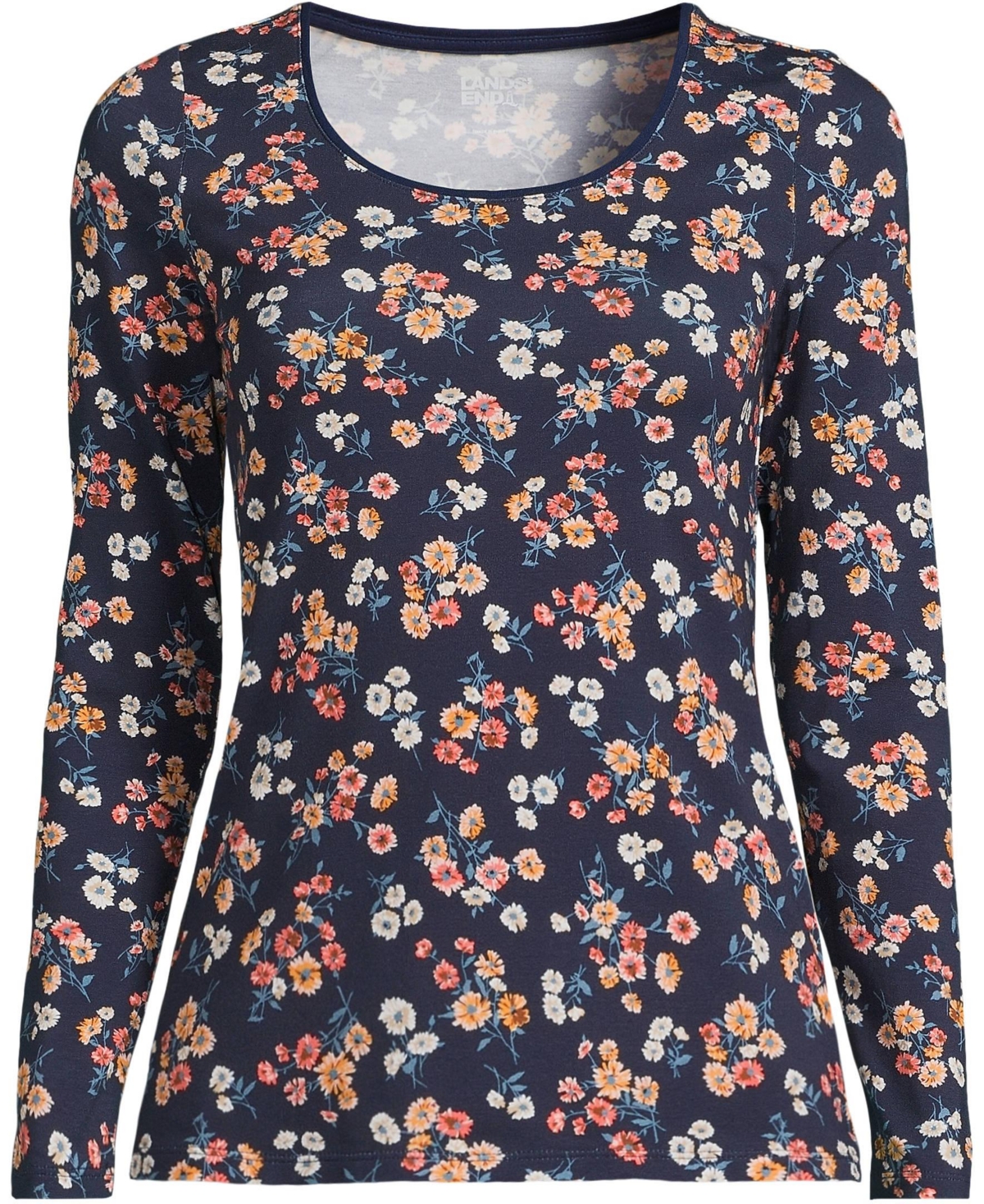 Lands' End Plus Lightweight Jersey Skimming Long Sleeve Scoop Neck T-shirt