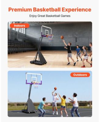 Portable Basketball Hoop, 10 ft Height Adjustable Stand with 48" PC Backboard, Outdoor/Indoor Goal System