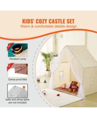Kids Play Tent, Ages 1-5, Includes Mat & Tent Light, Windowed Indoor/Outdoor Yurt Tent