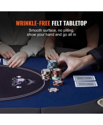 72" Oval Foldable Poker Table for 8 Players, Padded Rails, Stainless Steel Cup Holders, Portable Card & Game Table