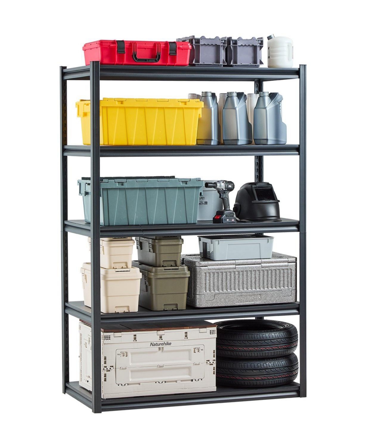 Mecale 5-Tier Garage Storage Shelves, 24"D x 48"W x 72"H, 3000 lb Capacity, Adjustable Metal Utility Shelving Rack, Black
