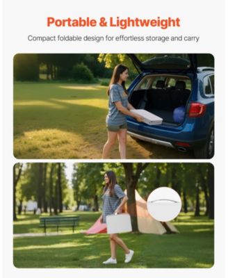 Folding Camping Table, Adjustable Height Aluminum & MDF with Mesh Shelf, Carry Handle, 24x16", Silver