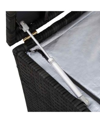 Garden Storage Box Black PE rattan, Powder-coated steel