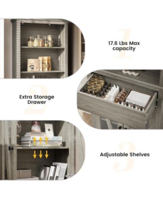 Double Door High Storage Cabinet with Single Drawer, 600mm x 300mm x 1690mm, Stylish MDF and Particle Board Bathroom Organizer