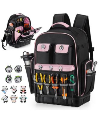 Tool Backpack, 56 Pockets, Heavy-Duty Jobsite Backpack w/ Laptop Compartment & Molded Base, Tradesmen Bag