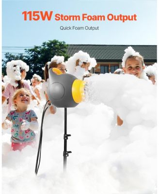 115W Party Foam Machine, Portable Foam Cannon with Tripod Stand, Powerful Foam Maker for Backyard, Pool & Outdoor Events, Grey/Yellow