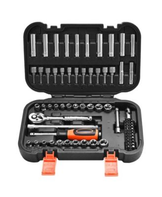 70-Piece 1/4" Drive Socket & Ratchet Set, SAE & Metric, Deep & Shallow, Bits, Accessories, Storage Case, CR-V Steel