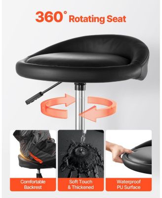 Pneumatic Rolling Shop Stool, Adjustable Height Garage Work Stool, 300 lb Capacity, 360° Swivel Padded Seat with Casters