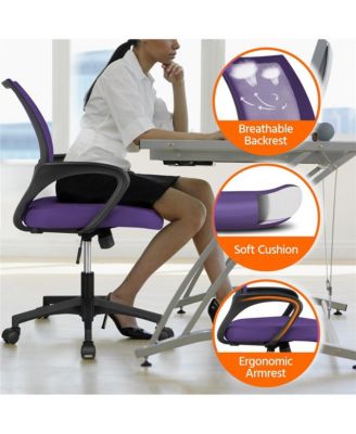 Height Adjustable Mesh Office Chair with Mid-Back, Purple