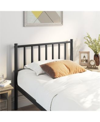 Twin Size 12-Slat Metal Bed Frame with Spindle Headboard, Footboard, 13 Inches Underbed Storage Bed Frame