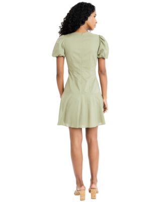 Women's Puff Sleeve V-Neck Mini Dress
