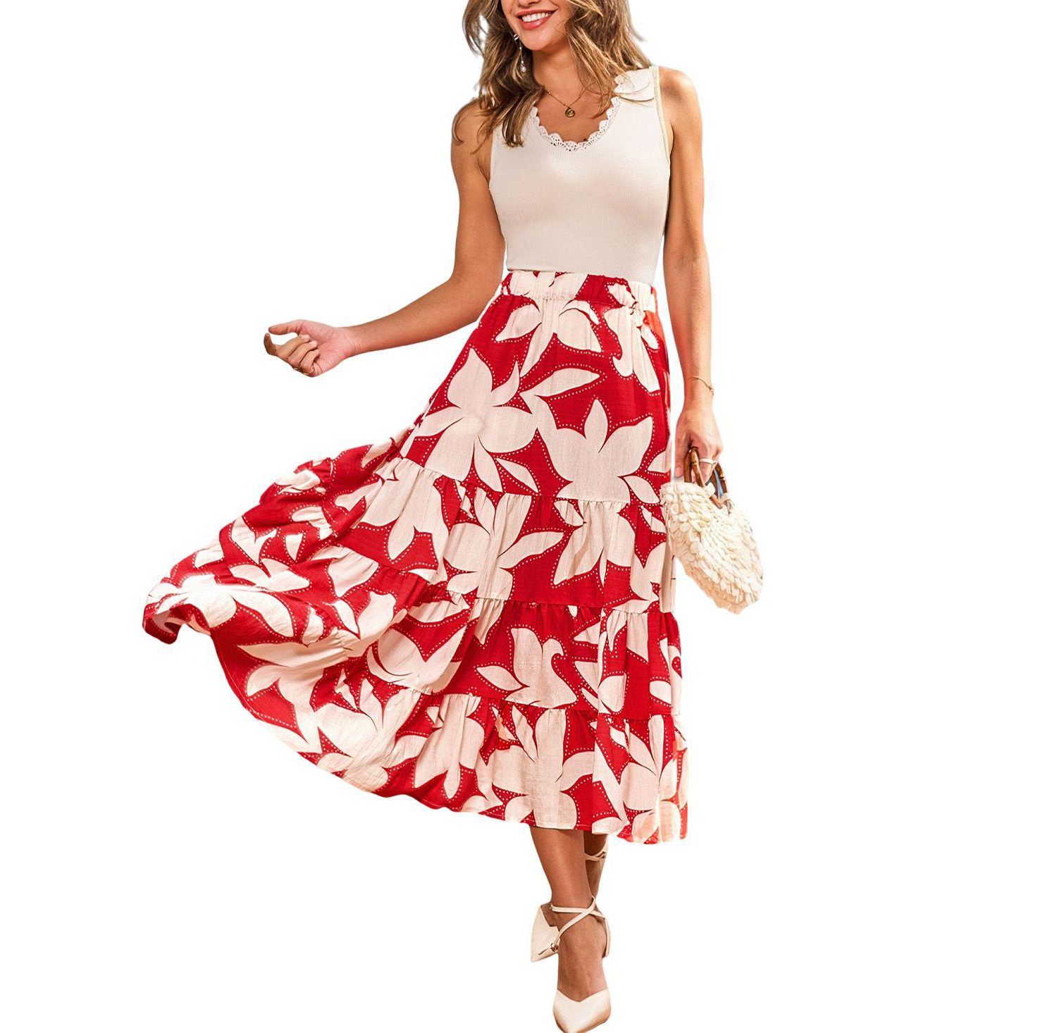 Women's Hibis-Kiss Me Floral Midi Skirt