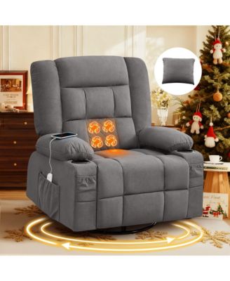 Massage Rocker Recliner Chair with 4-Point 3D Kneading Massage and Heat for Elderly