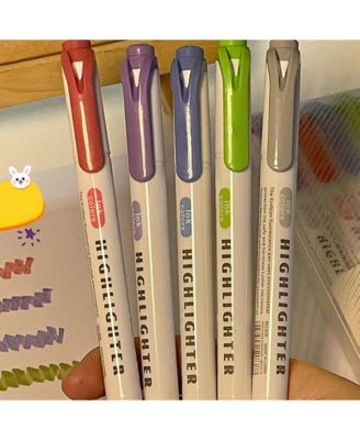 5-Pcs Elegant Color Series Double-Ended Highlighter Set, Student Marking Pen, Color Handbook Pen for Card Making and Highlighting