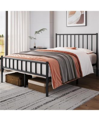 Full Size Metal Unadorned silhouette and sleek metallic finish  Bed Frame