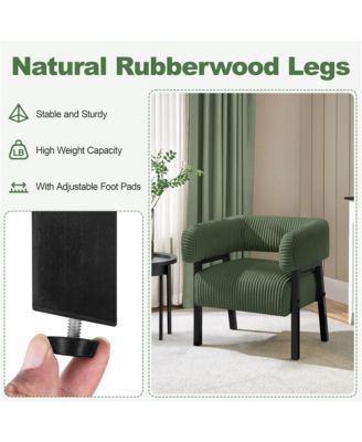 1 Pc Corduroy Upholstered, Engineered Wood Frame U-Shaped Backrest, Pocket Coil Seat Barrel Accent Chair