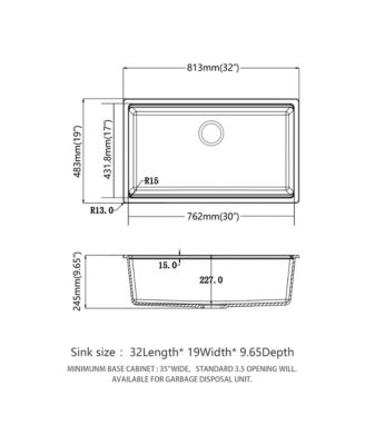 huluwat 32x19x9.65inch White Quartz Composite Kitchen Sink Workstation Undermount Granite