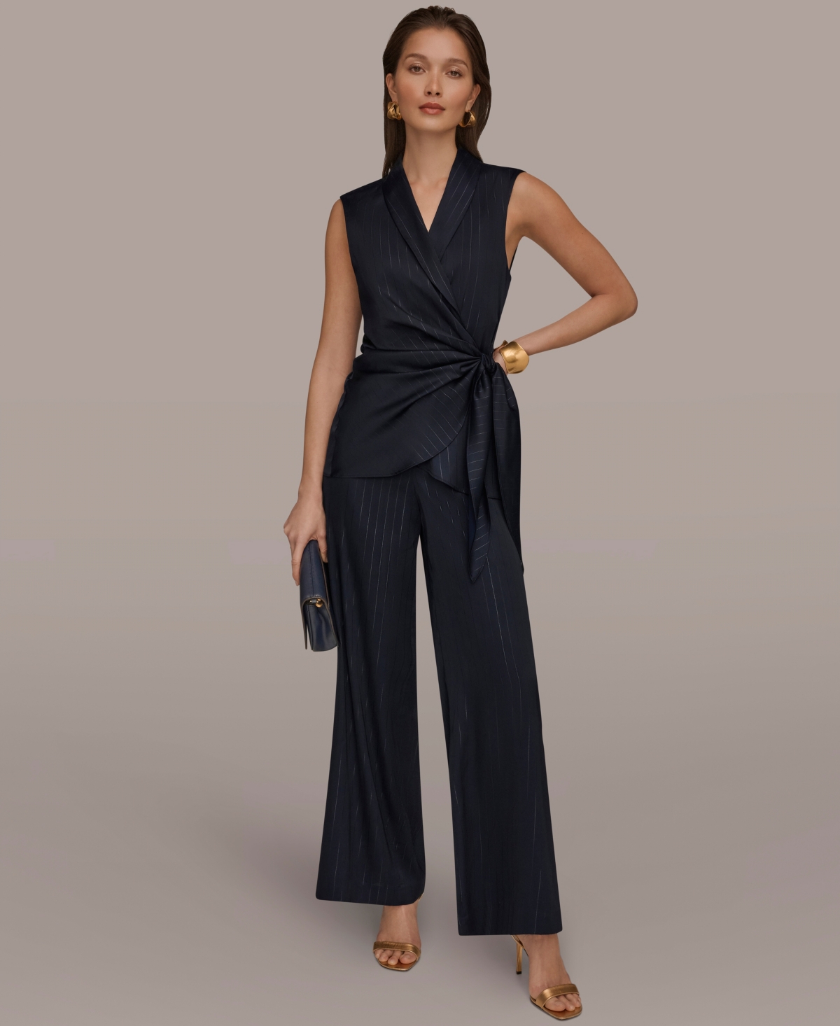 Donna Karan New York Women's Pinstripe Sleeveless Top