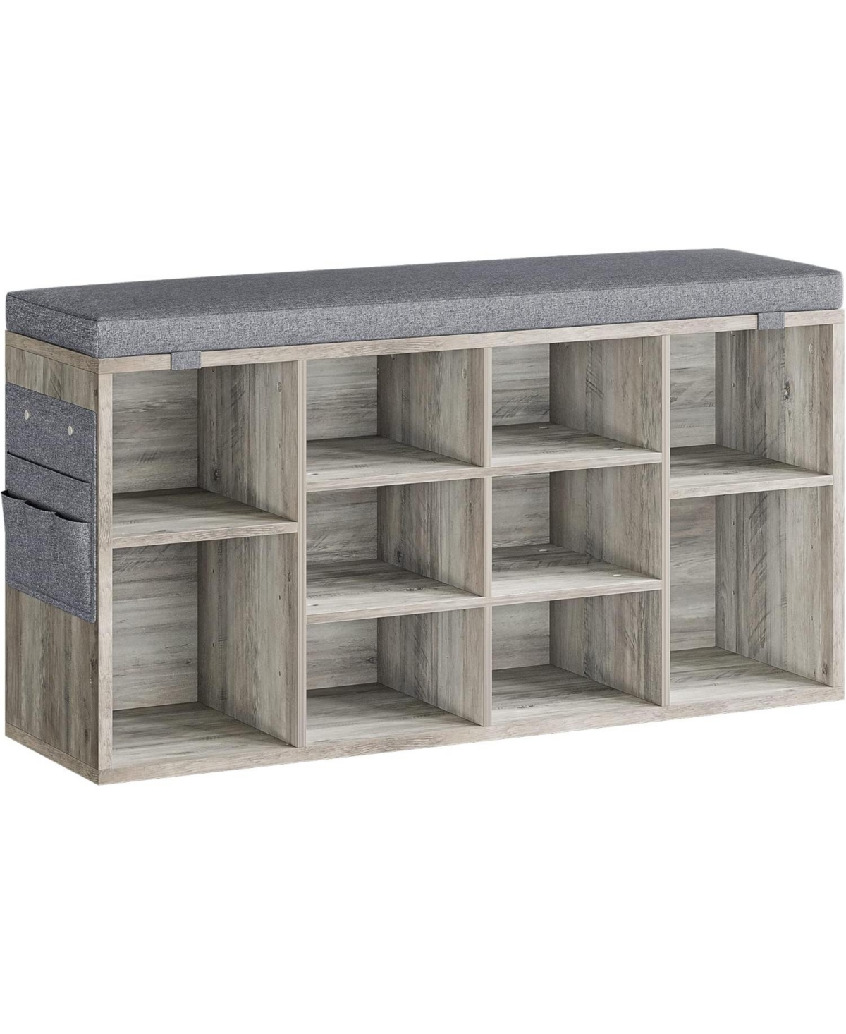 gaomon Entryway Shoe Bench with Storage & Cushioned Seat | Wooden Shoe Rack Organizer with Adjustable Shelves & Side Pockets for Hallway