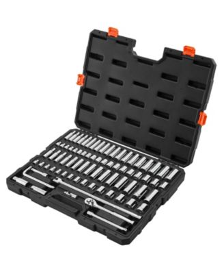 76-Piece 3/8" Drive Socket & Ratchet Set, SAE & Metric, Deep & Shallow, Accessories, Storage Case, CR-V Alloy Steel