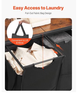 3-Tier Laundry Sorter with Rack, 2-Section Hamper with Shelves & Drawers, Ladder Shelves, 600D Oxford Bags, Metal Frame