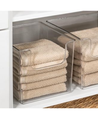 Kitchen Plastic Storage Organizer Bin with Open Front - 8 Pack -  Clear