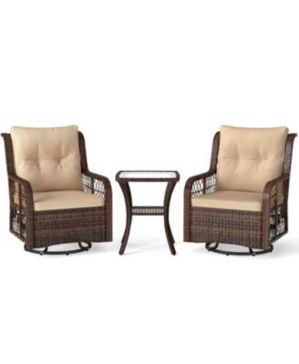 Outdoor 3-Piece Furniture Set with Swivel Gliders and Side Table