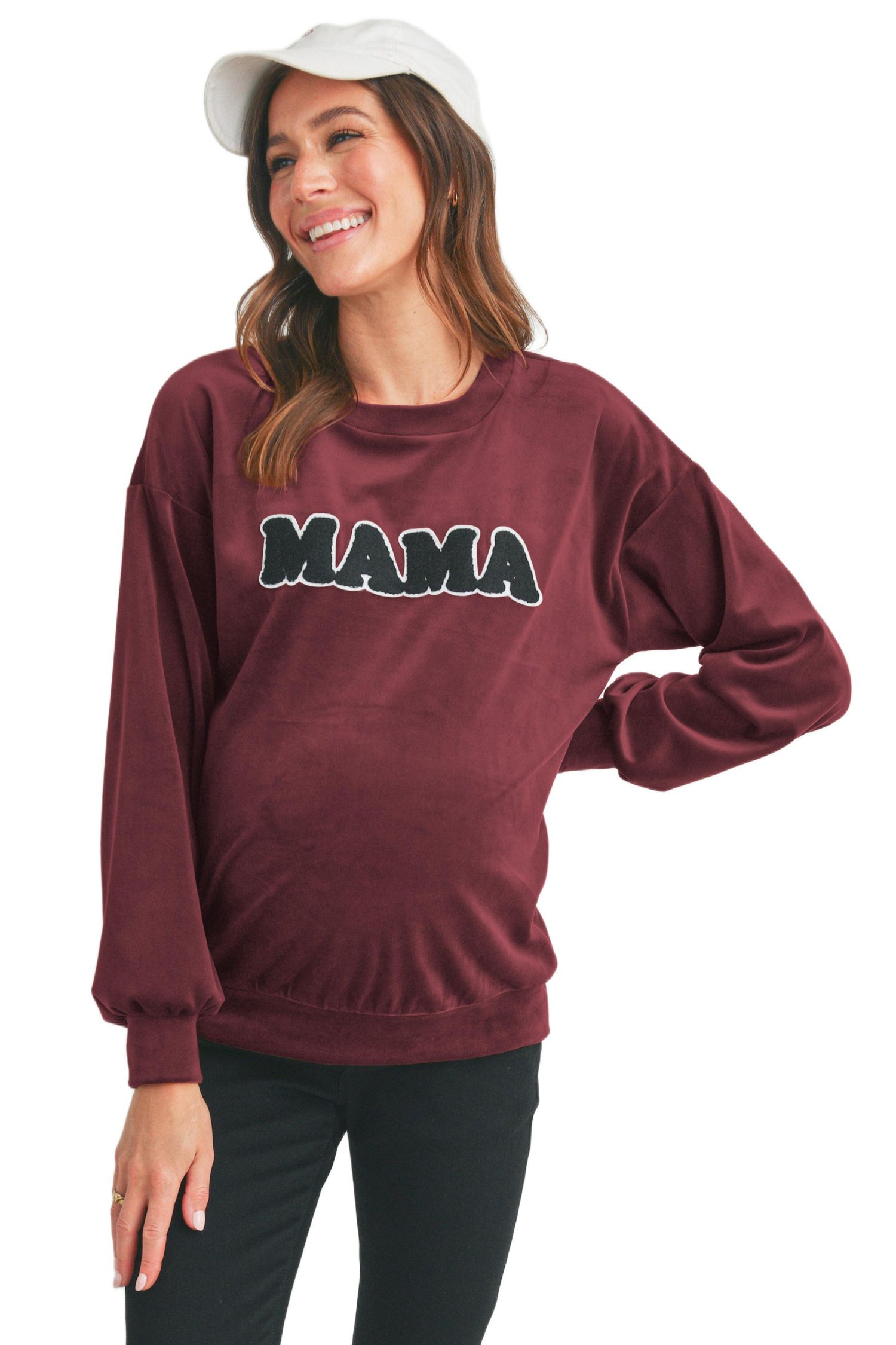Women's Velvet Mama Crewneck Maternity Sweatshirt