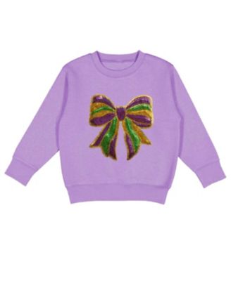 Little/ Big Girls Mardi Gras Sequin Bow Patch Sweatshirt