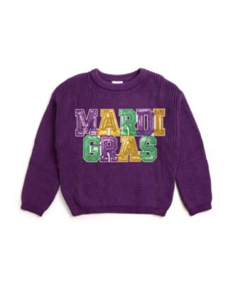 Toddler Girls Mardi Gras Knit Sweater
