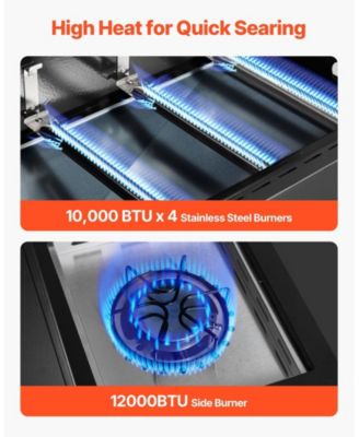 4-Burner Propane Gas Grill with Side Burner