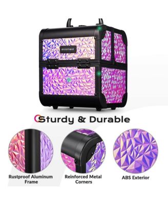 Makeup Train Case Kit with Cube Case Cosmetic Organizer Mermaid Pink