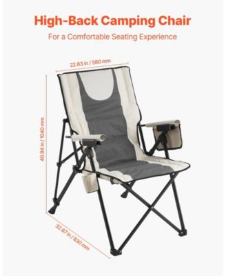 Folding Camping Chair, High Back Chair with 3 Reclining Positions, Padded Seat, Armrests & Headrest, 260 lb Capacity
