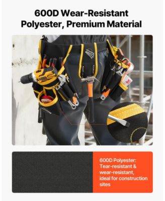 Magnetic Tool Belt Pouch, 28 Pockets Heavy-Duty Utility Tool Belt, Detachable Work Bag, Adjustable Waist 31–48 in