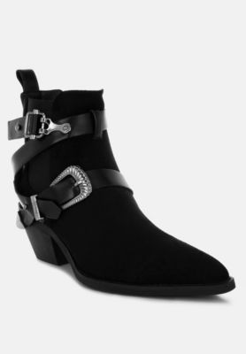 Womens Raveta Microfiber Buckle Strap Western Boots