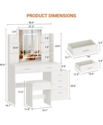 6-Drawer Makeup Vanity Set with Mirror and LED Lights