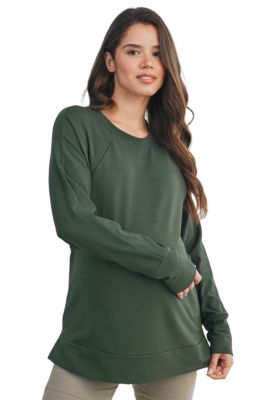 Maternity Crew Neck Side Zip Nursing Pullover Sweatshirts