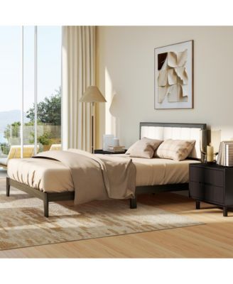 Queen Bed Frame with Headboard, Platform Bed Frame Charcoal