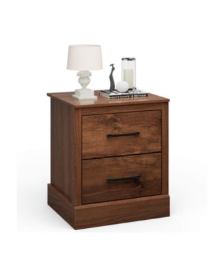 Wood Compact Floor Nightstand with Storage Drawers