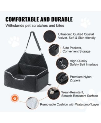 Dog Car Booster Seat w/ Storage Pocket & Safety Leash, Sponge Fill, Dog Car Bed for Medium/Large Dogs up to 55 lb, Black