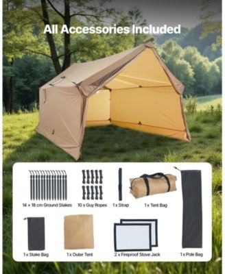 2-Person Cabin Hot Tent, 4-Season Waterproof Winter Tent with Stove Jack, Vents, Lightweight Portable Shelter