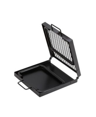 22.4" Folding Campfire Grill, Heavy Duty Steel Mesh Grate with Legs and Carrying Bag, Camping Grate for Fire Pit Cooking