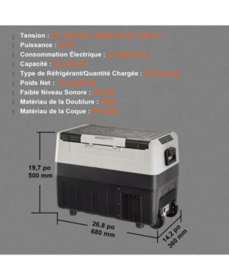 48QT/45L Dual Zone Car Refrigerator Freezer, -4°F to 50°F, 12/24V DC & 100-240V AC, Portable Compressor Cooler